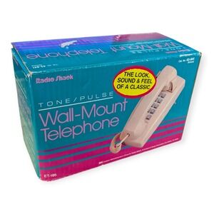Radio Shack ET-195 Wall-Mount Telephone Almond Tone Pulse Vintage 43-841 Boxed